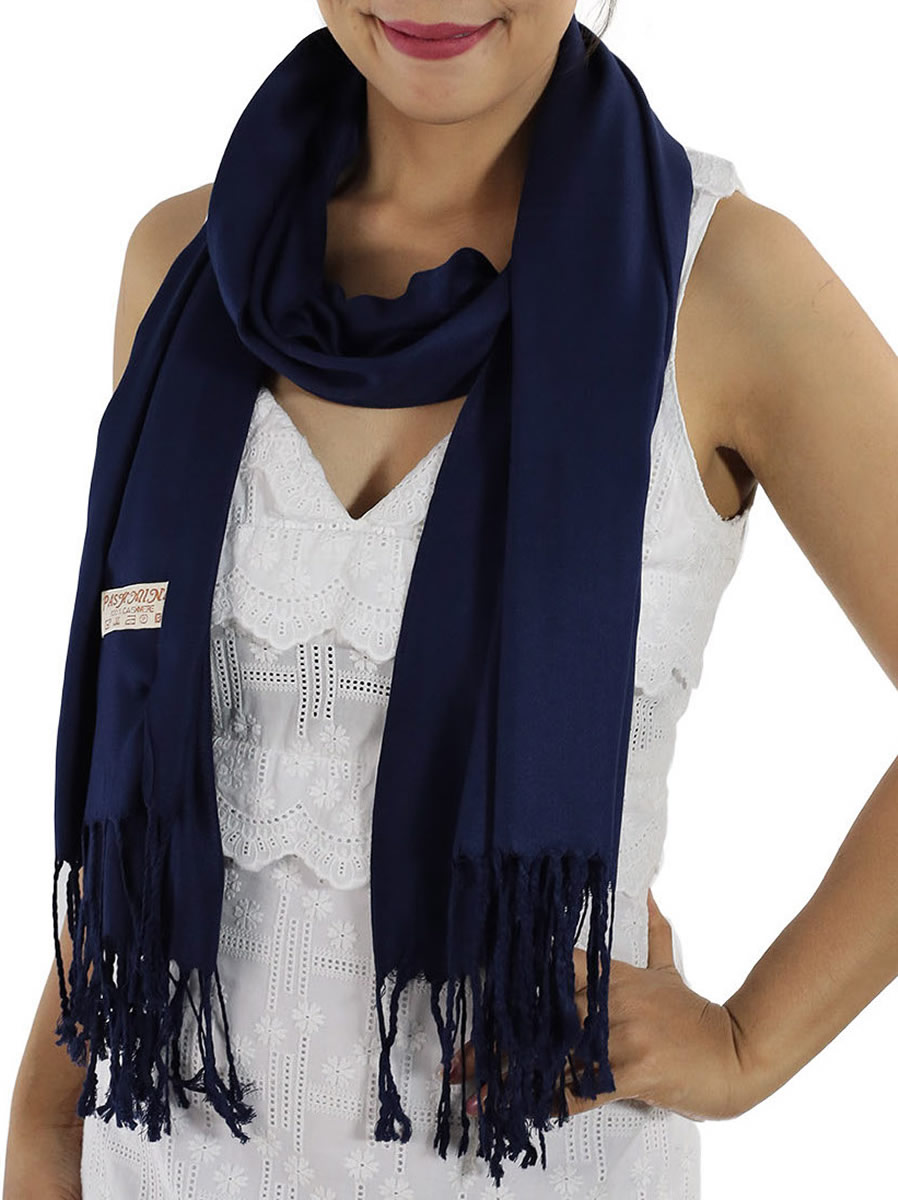 Pashmina Scarf, Navy Blue