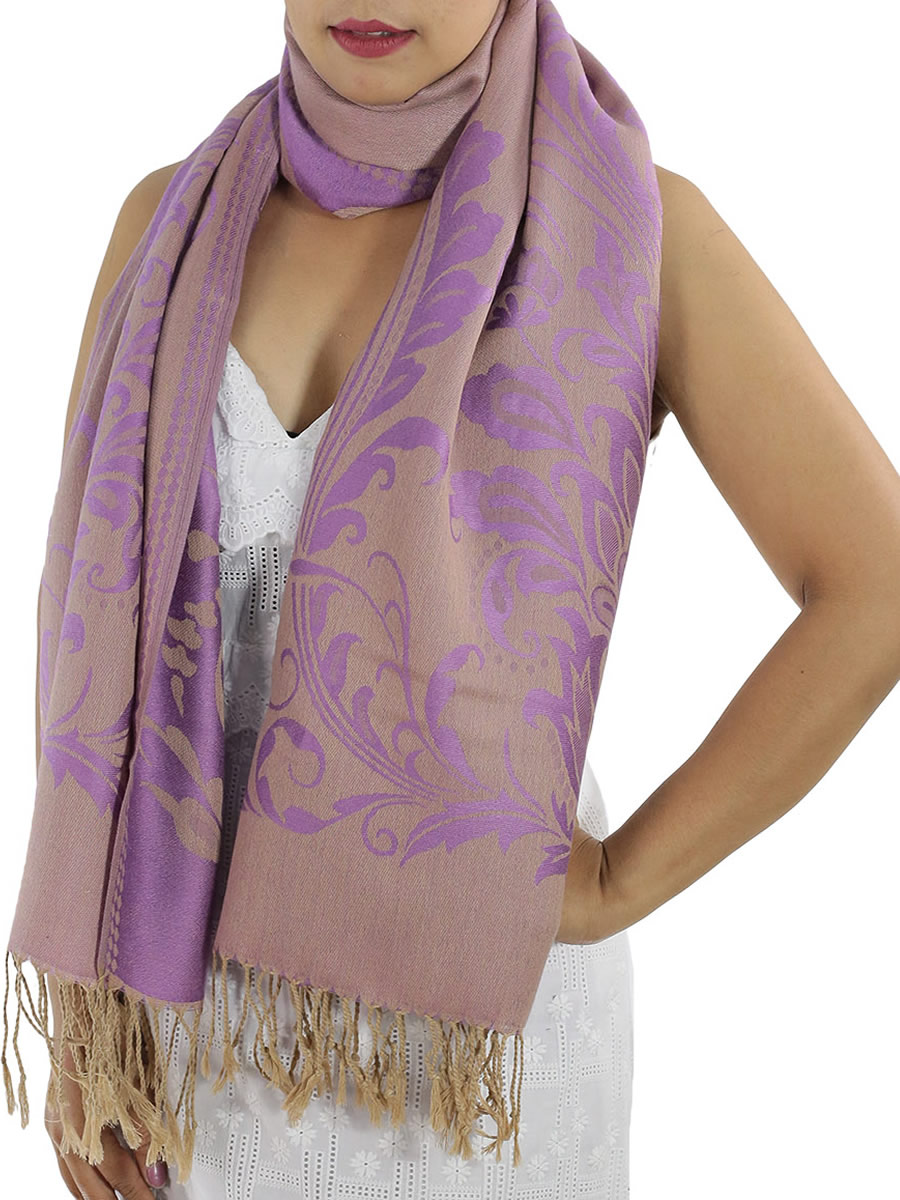 Patterned Pashmina Shawls, Purple