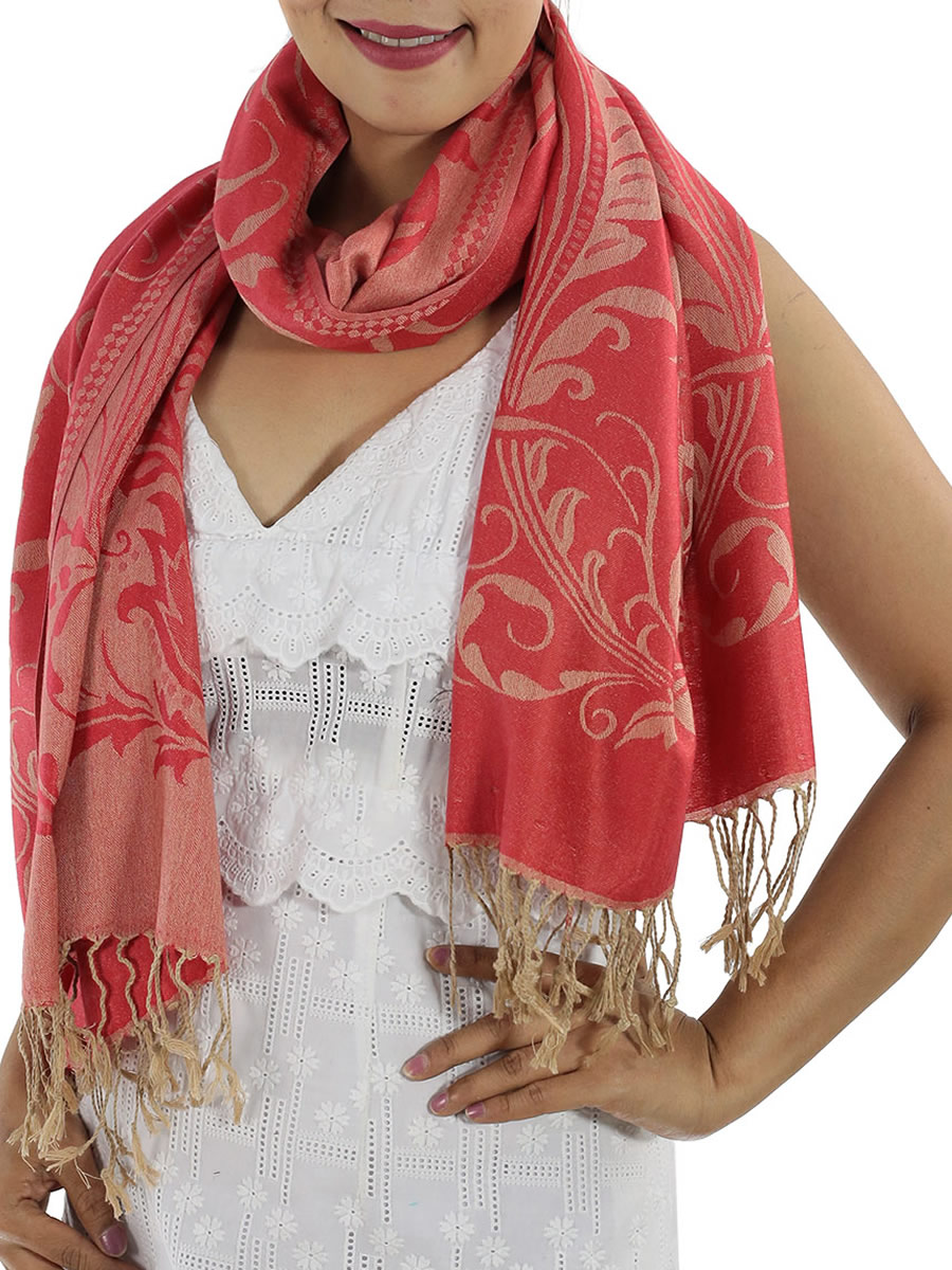 Patterned Pashmina Shawls, Red