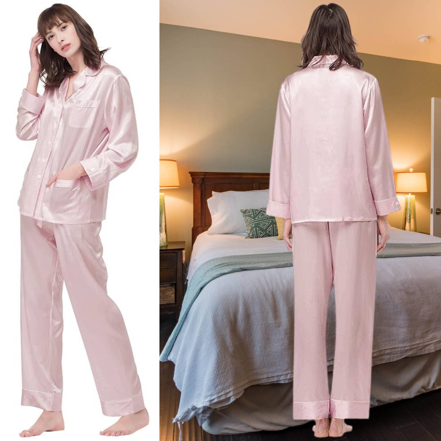 Mulberry Silk Long Pyjama Set - White / Large: image 4