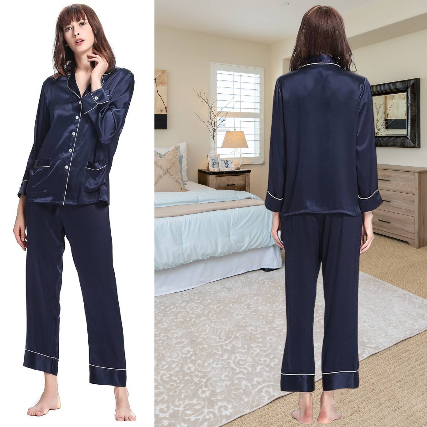 Mulberry Silk Long Pyjama Set - White / Large: image 11