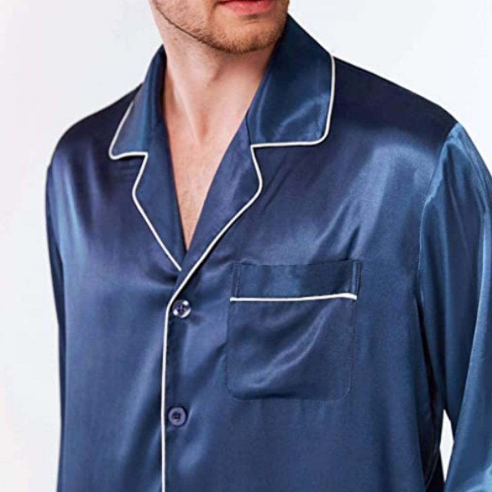 Silk Satin Pyjamas For Men - Black / L: image 10